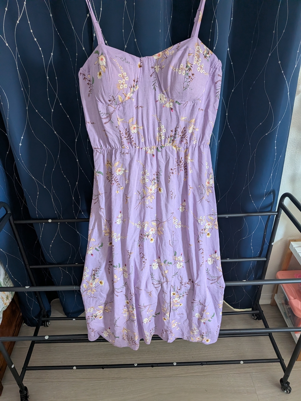 Lily Rose Lilac Floral Dress with Cream and Pink Detailing